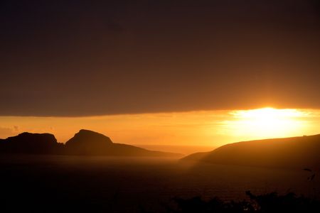 sundown over the Atlantic oceanの写真素材