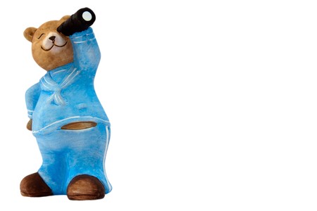 Teddy with telescopeの写真素材