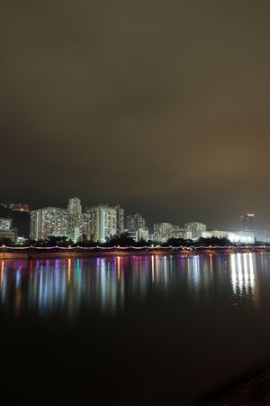 Hong Kong public housing and riverの写真素材
