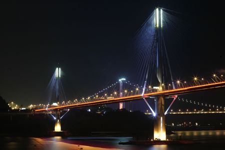 Ting Kau Bridge at night, in Hong Kong