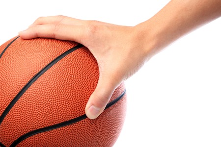 basketball hold by one handの写真素材