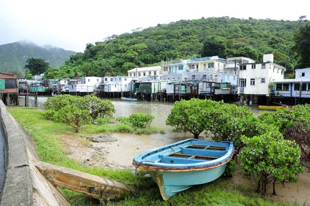 Tai O fishing village with stilt-house in Hong Kongの写真素材