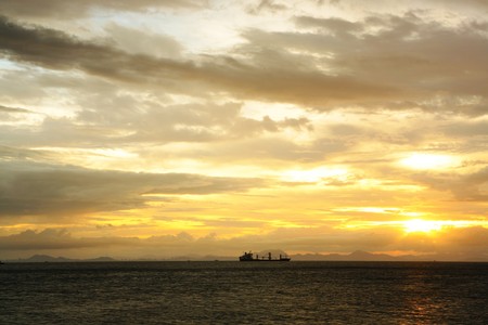 sunset on seaの写真素材