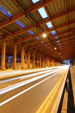 tunnel with car lightの写真素材