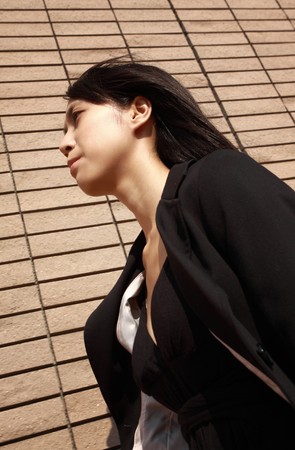 young asian business woman walkingの写真素材