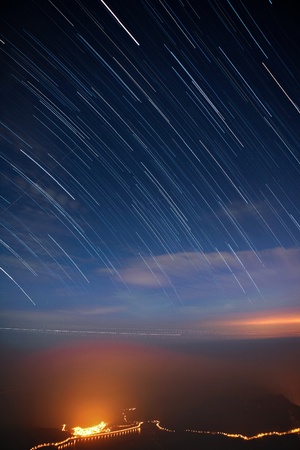 star trailsの写真素材