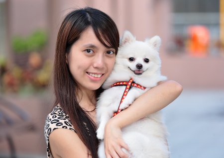 girl and dogの写真素材