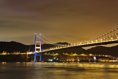 Night scene of tsing ma bridgeの写真素材