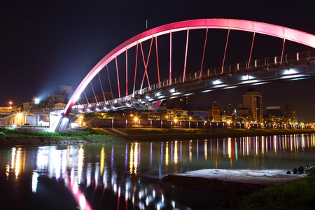 bridge at night in Taipeiの写真素材
