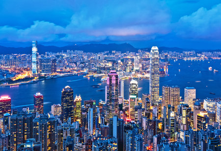Hong Kong at nightのeditorial素材