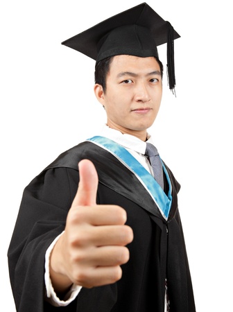 graduate student with thumb upの写真素材