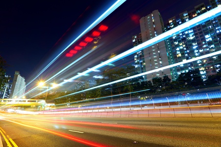 Modern urban traffic at night