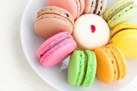 colorful french macaronsの写真素材