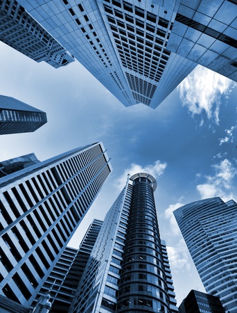 Skyscrapers in blue toneの写真素材