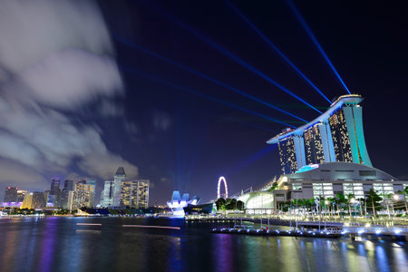 Singapore at nightのeditorial素材