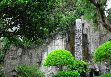 waterfall in parkの写真素材