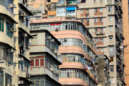 old apartment building in Hong Kongのeditorial素材