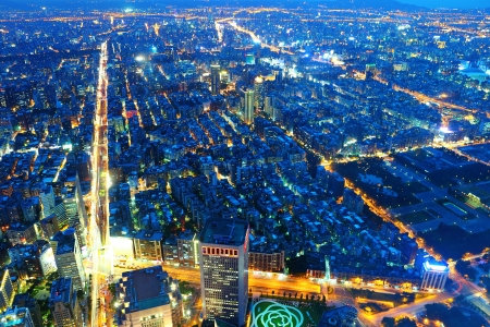taipei city at nightの写真素材