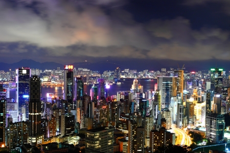 Hong Kong at nightの写真素材