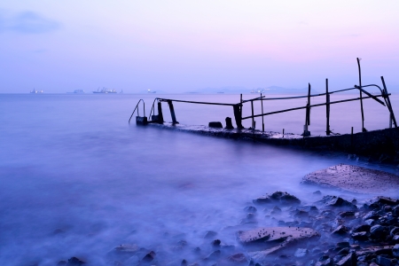 pier with sunsetの写真素材