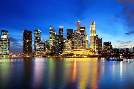 Singapore city skyline at night の写真素材