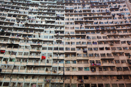 Old apartments in Hong Kongのeditorial素材