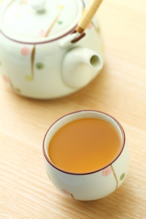 Cup of tea with teapotの写真素材