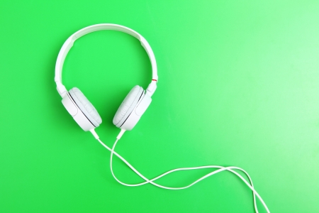 Headphone on green backgroundの写真素材