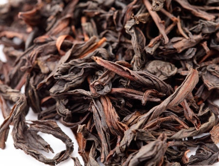 Chinese black tea isolated on white background
