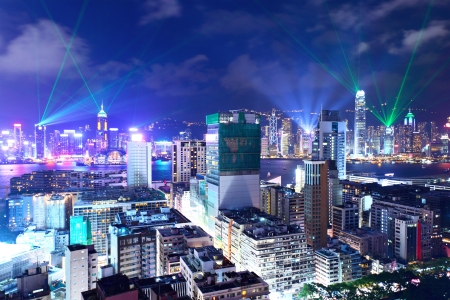 Crowded downtown building in Hong Kongの写真素材