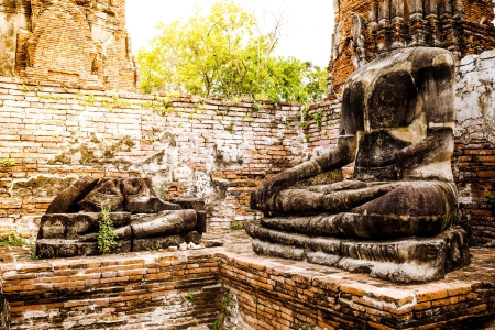 broken Buddha at Ayuttaya, Thailandの写真素材