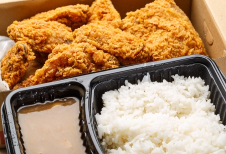 Fried chicken bento boxの写真素材