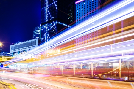 Traffic trail in a cityの写真素材
