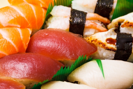 Japanese sushi close upの写真素材