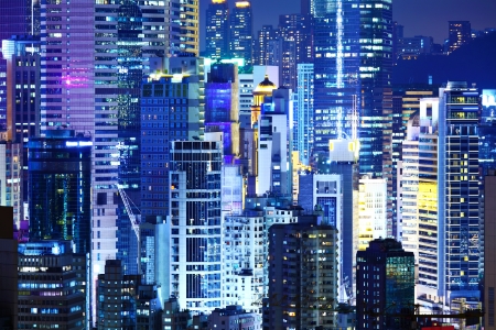 illuminated corporate buildingの写真素材
