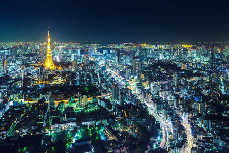 Tokyo cityscape at nightのeditorial素材