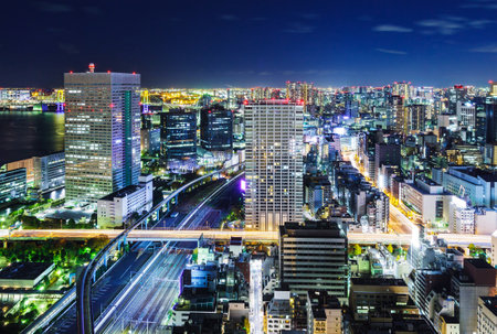 Tokyo cityscape at nightのeditorial素材