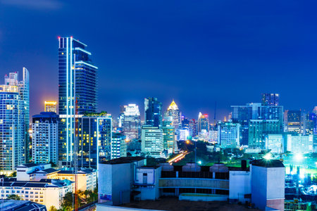 Bangkok skyline at nightのeditorial素材