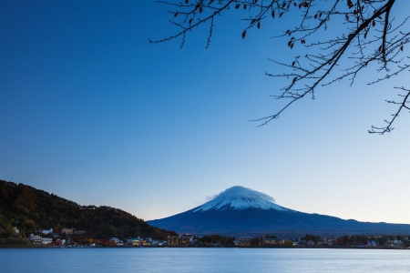 Mt. Fuji and lakeの写真素材