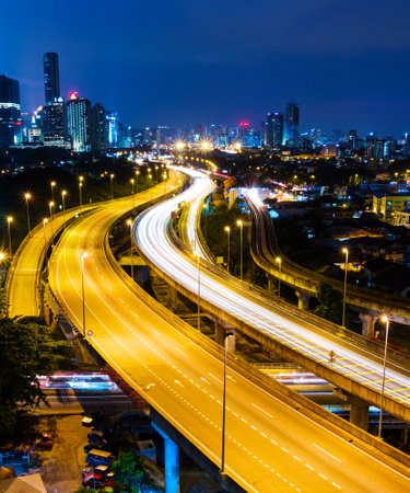 Kuala Lumpur skyline at nightのeditorial素材