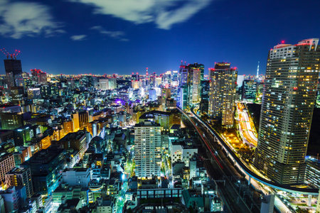 Cityscape in Tokyo at nightのeditorial素材