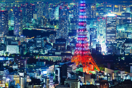 Tokyo city skyline at nightのeditorial素材