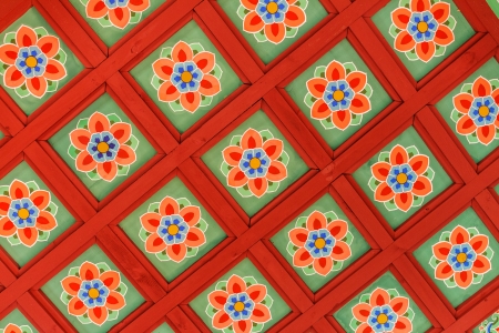 Ceiling decoration in Korean traditional architectureの写真素材