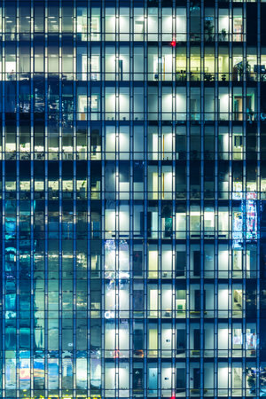 Modern office building at nightのeditorial素材