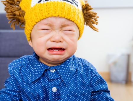 Asian baby boy yellingの写真素材