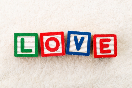 Love wooden toy blockの写真素材