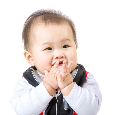 Baby boy clappingの写真素材