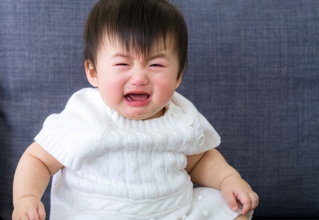 Asian baby cryingの写真素材