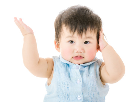 Baby girl refuse to listenの写真素材