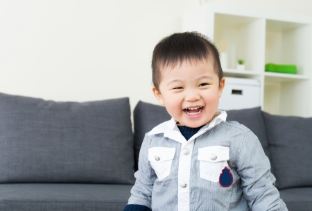 Asian little boy feel happyの写真素材